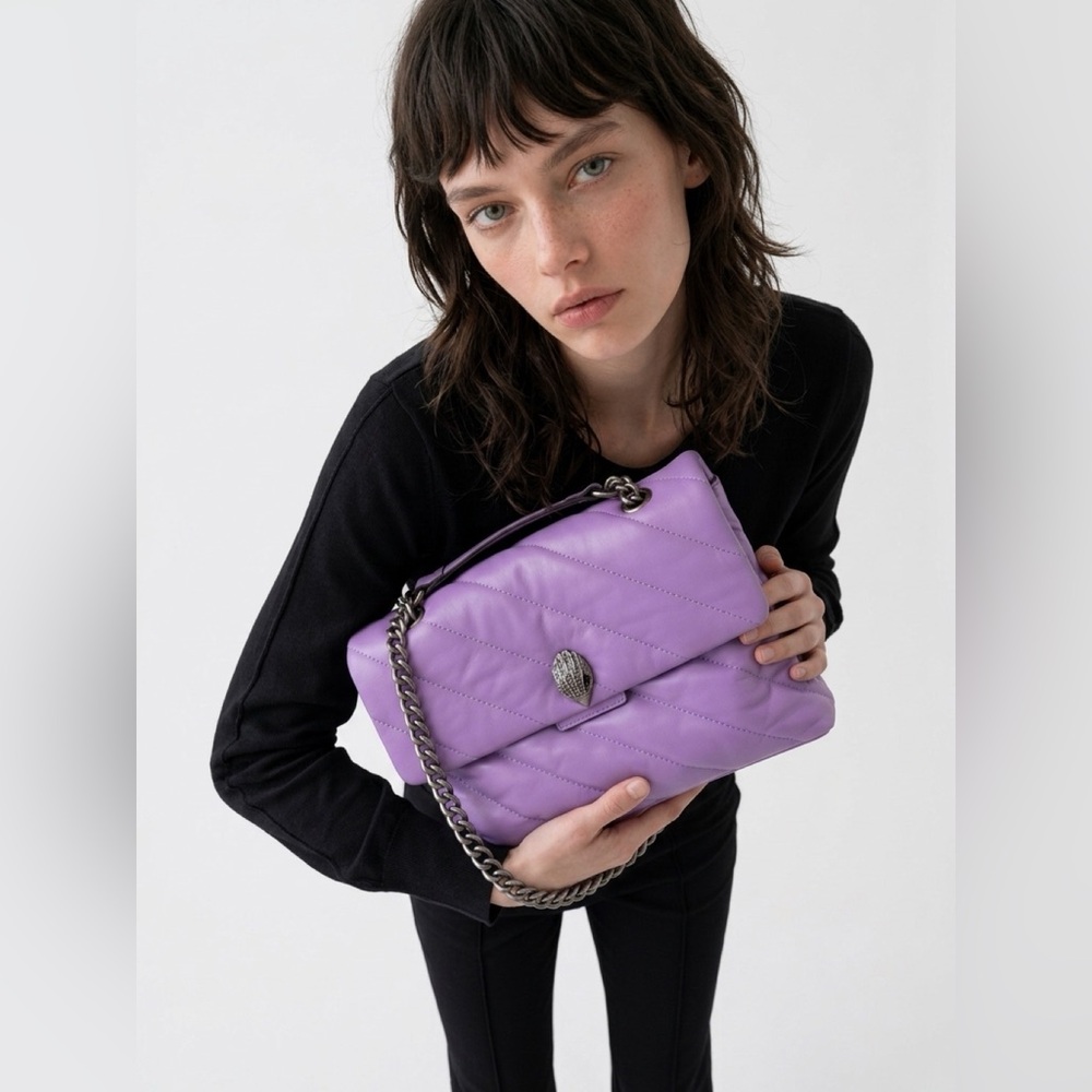 Kurt Geiger Lavender Quilted Shoulder Bag with Gunmetal Chain